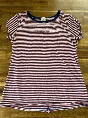 We The Free Free People Red Striped Short Sleeve Tee
